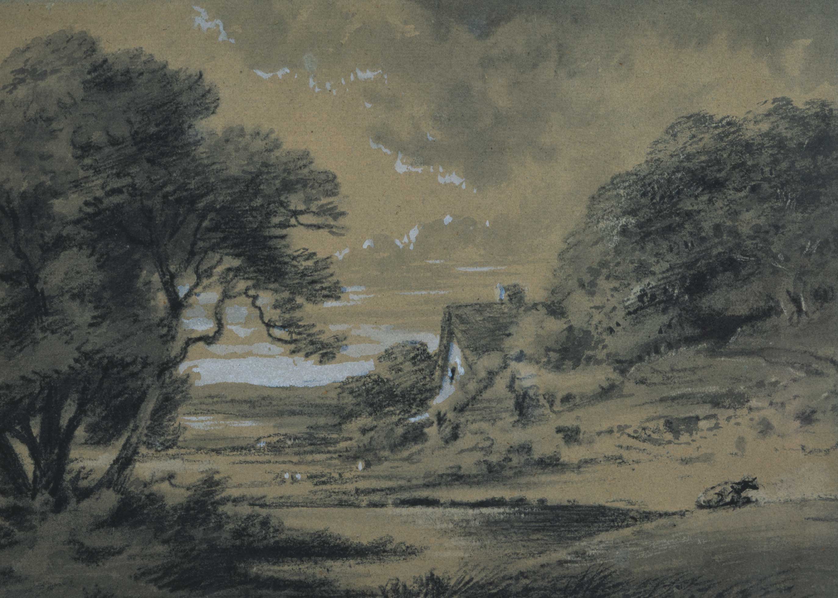 Landscape with a cottage by a river
