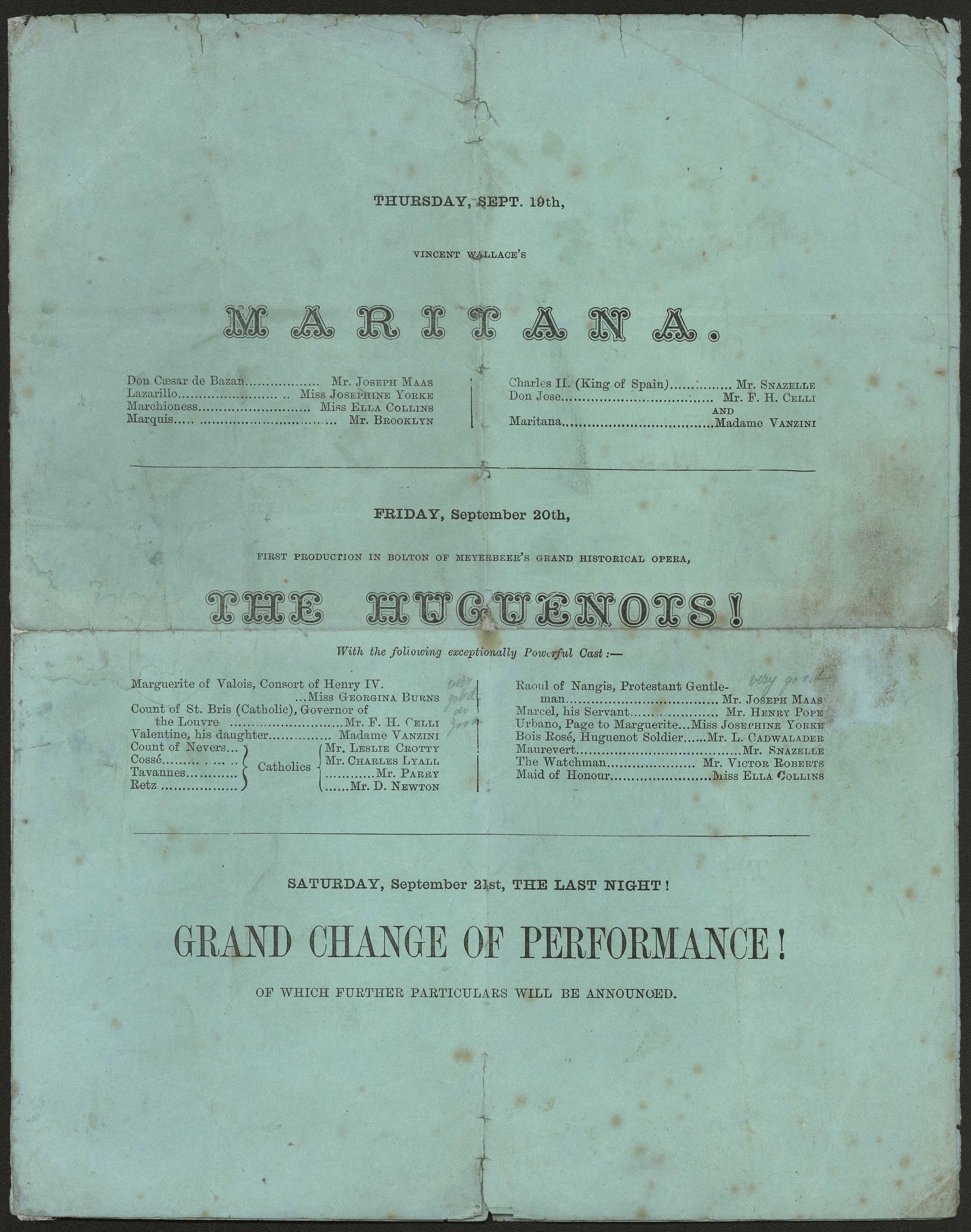 Temple Opera House playbill