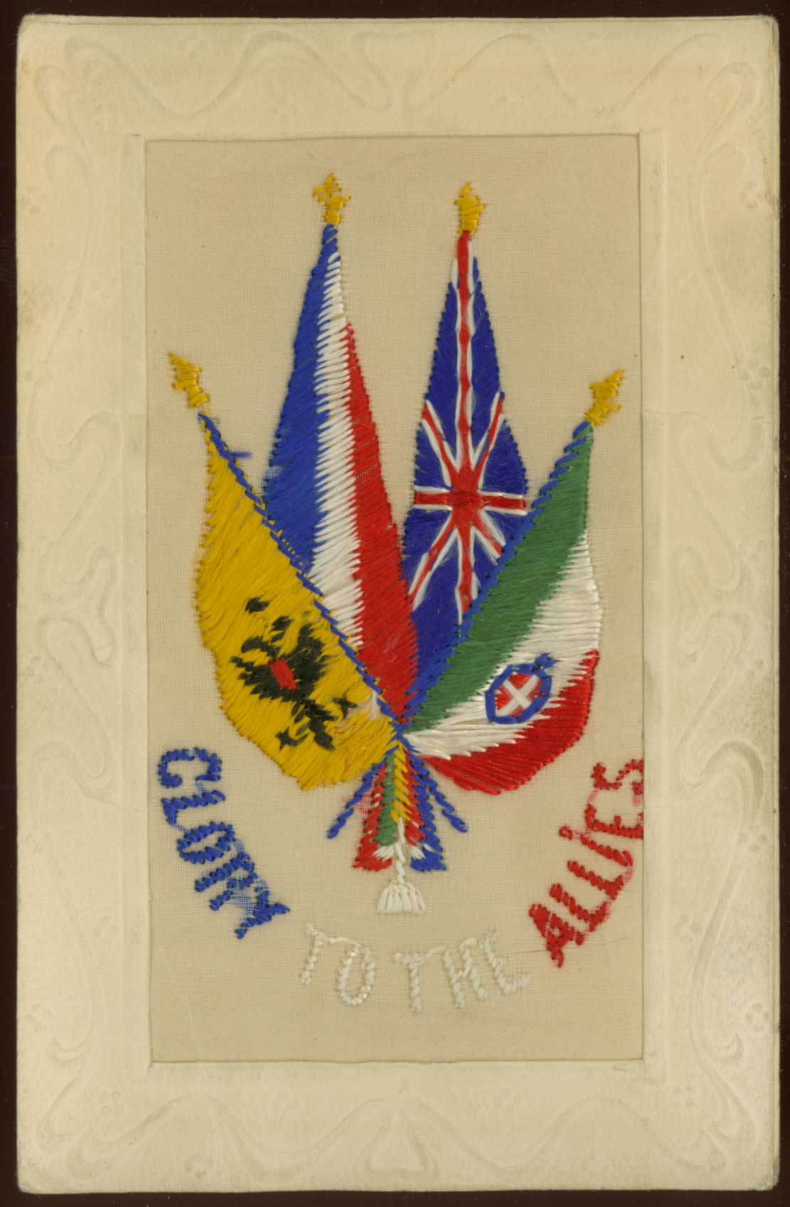 Embroidered WWI postcard