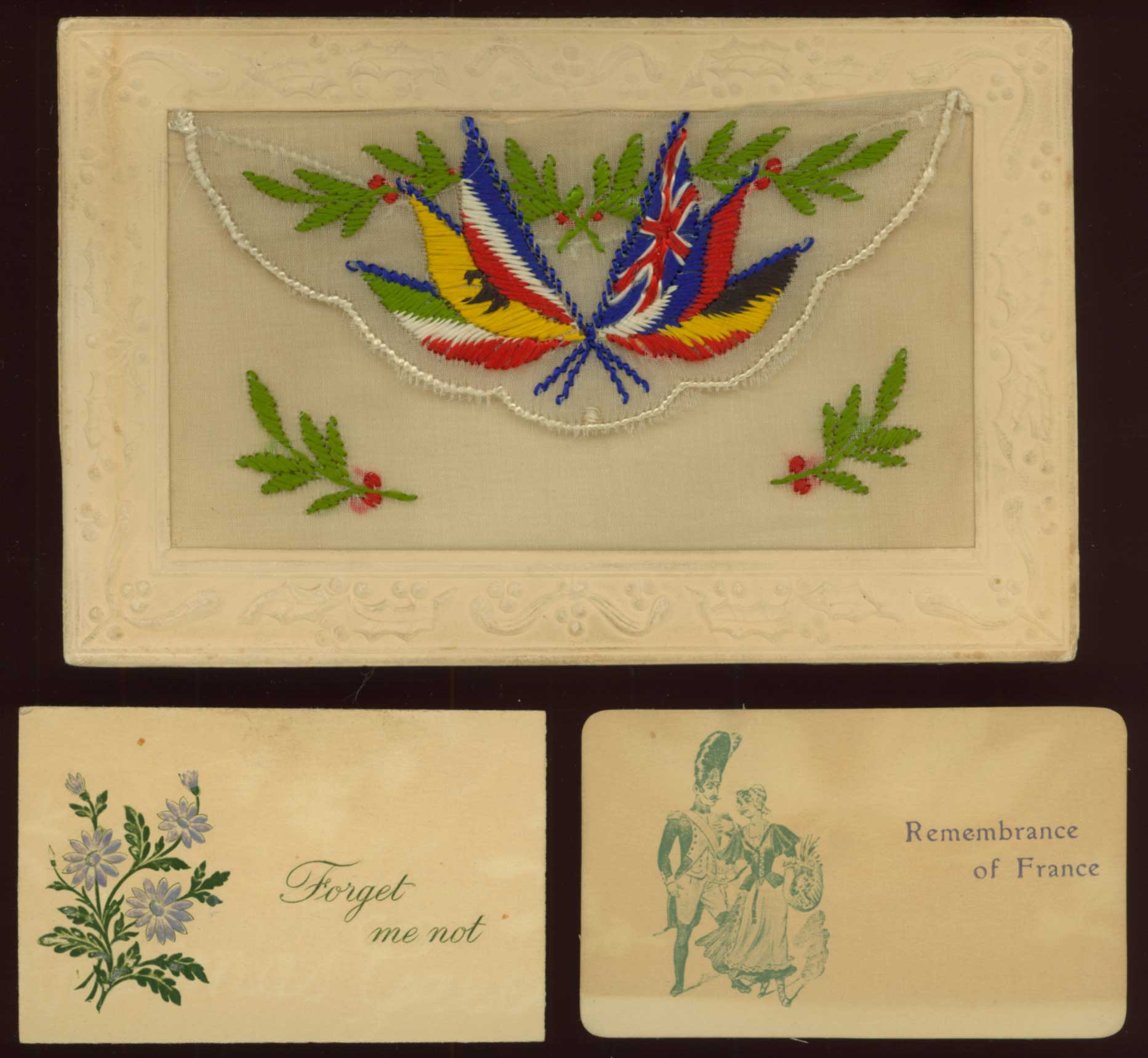 Embroidered WWI postcard