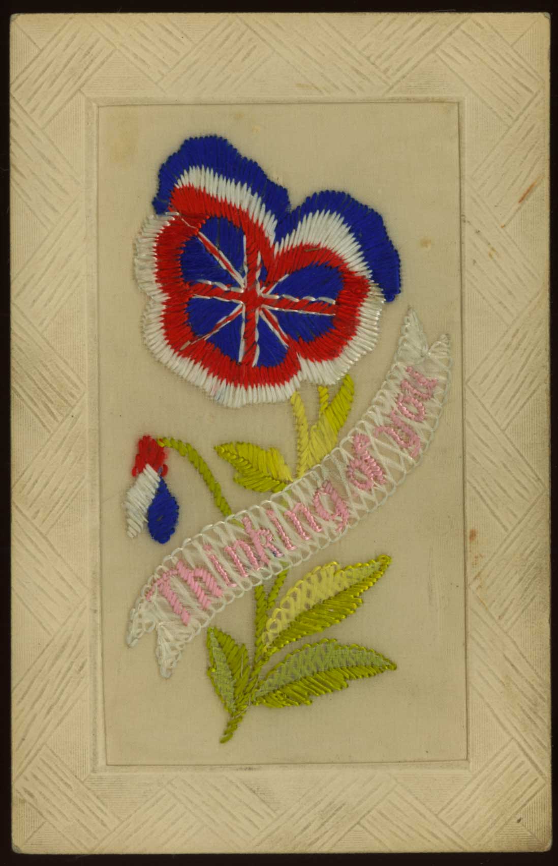 Embroidered WWI postcard