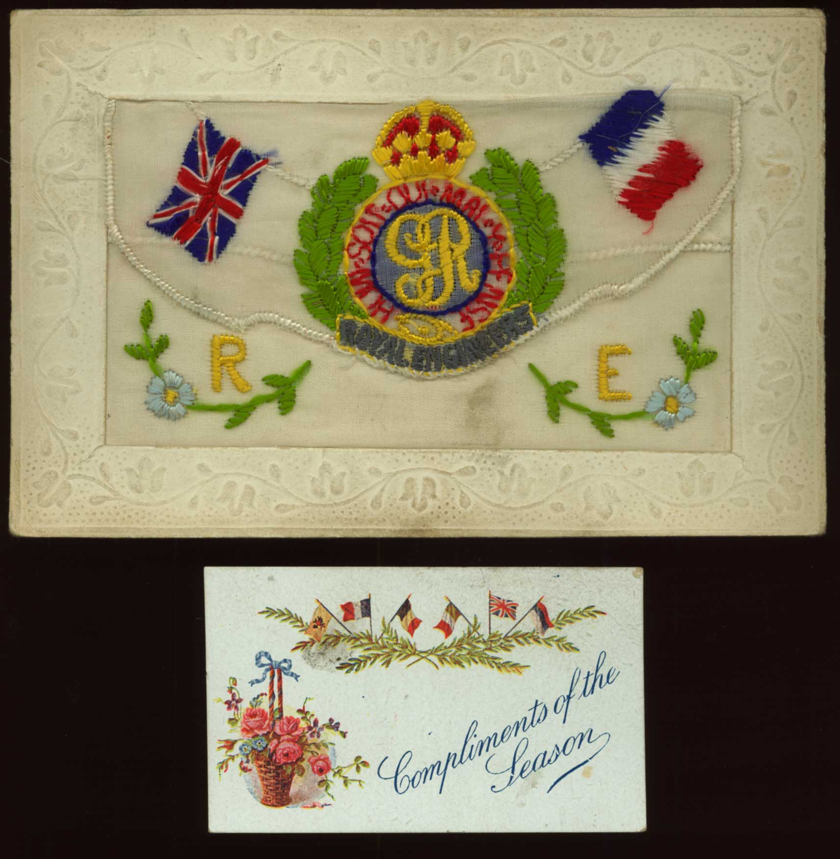 Embroidered WWI postcard