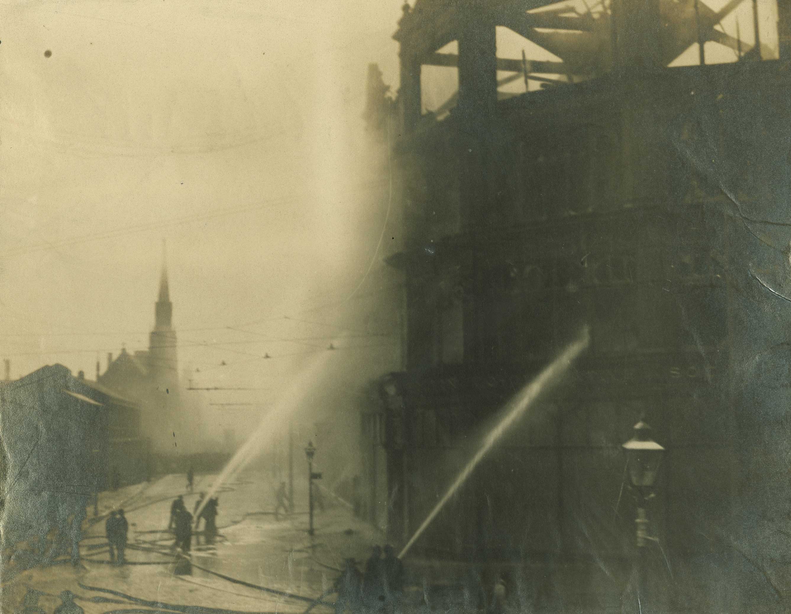 Co-op society building fire being fought