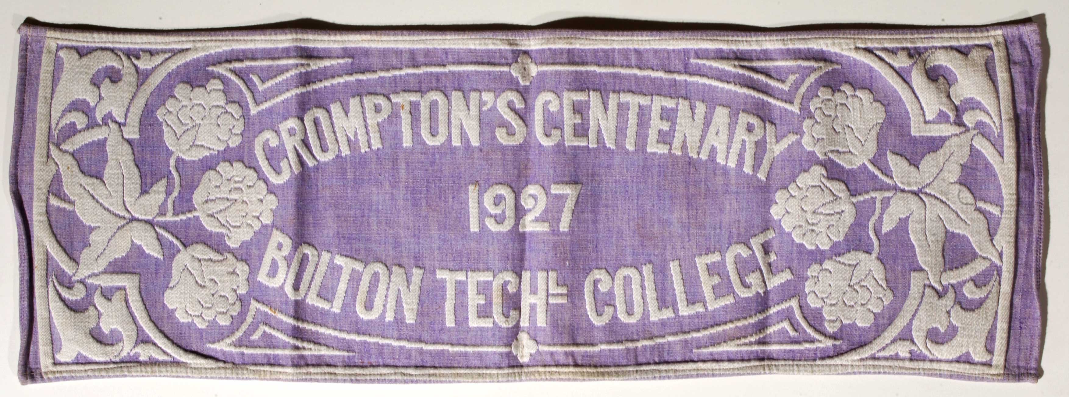 Fabric panel celebrating Crompton's Centenary