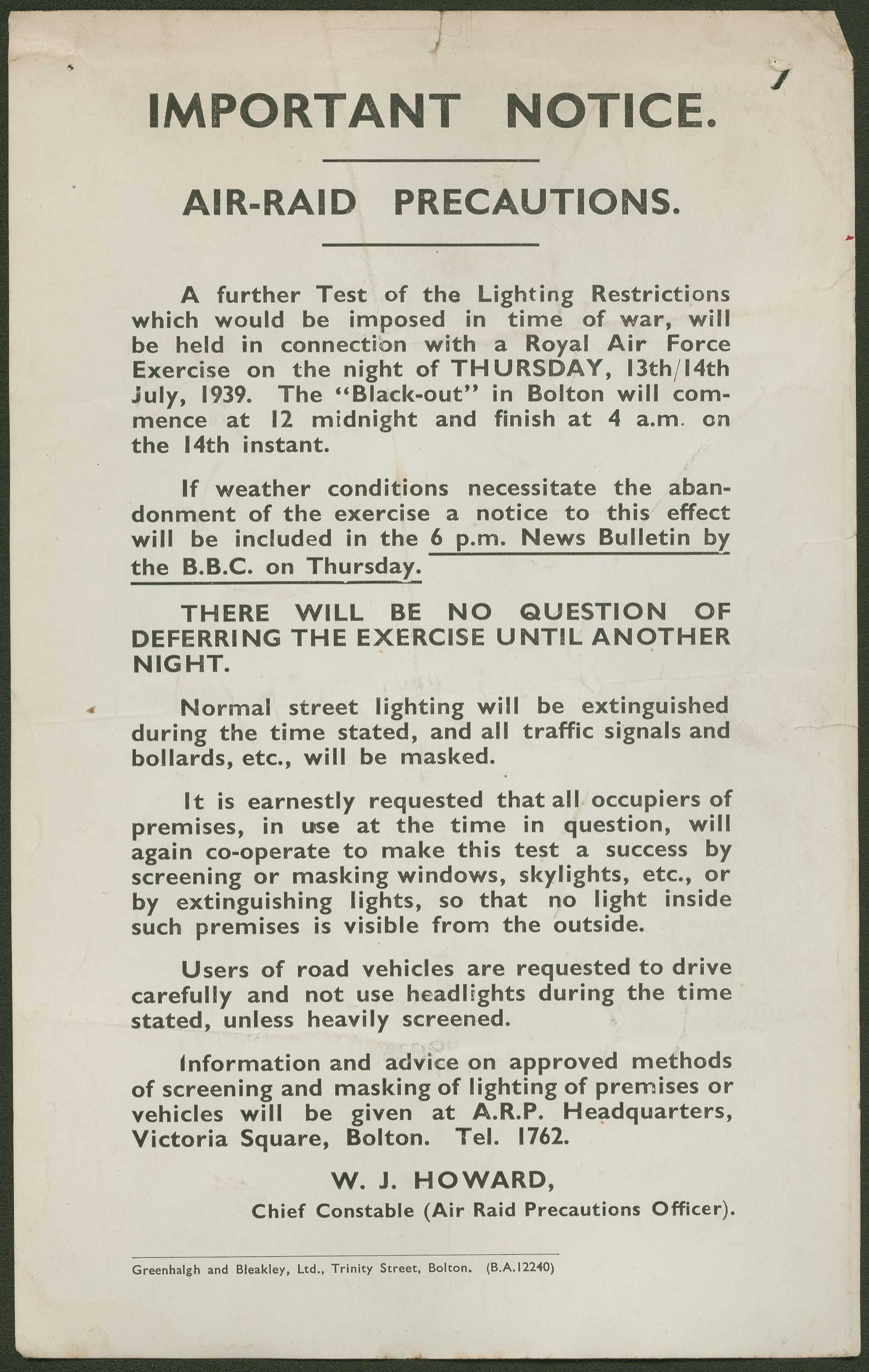 WW2 air raid precaution leaflet
