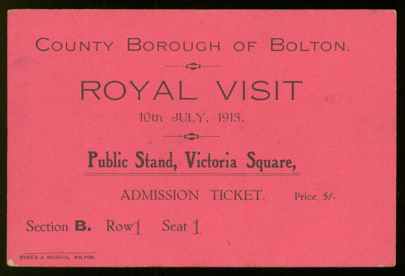 Ticket for Prince of Wales visit