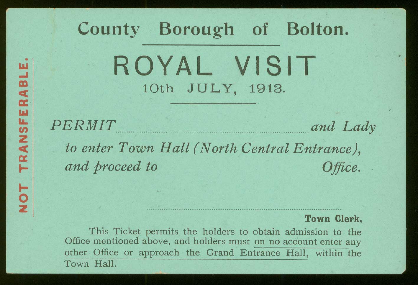 Ticket for Prince of Wales visit