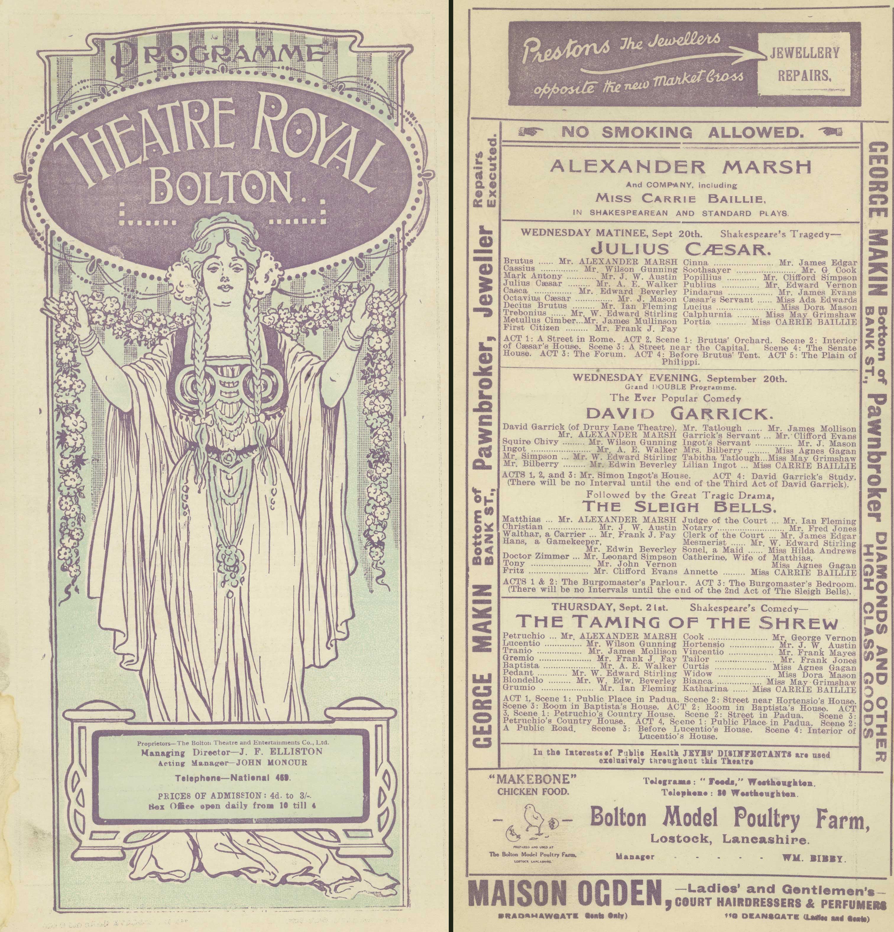 Julius Caesar programme at Bolton Theatre Royal