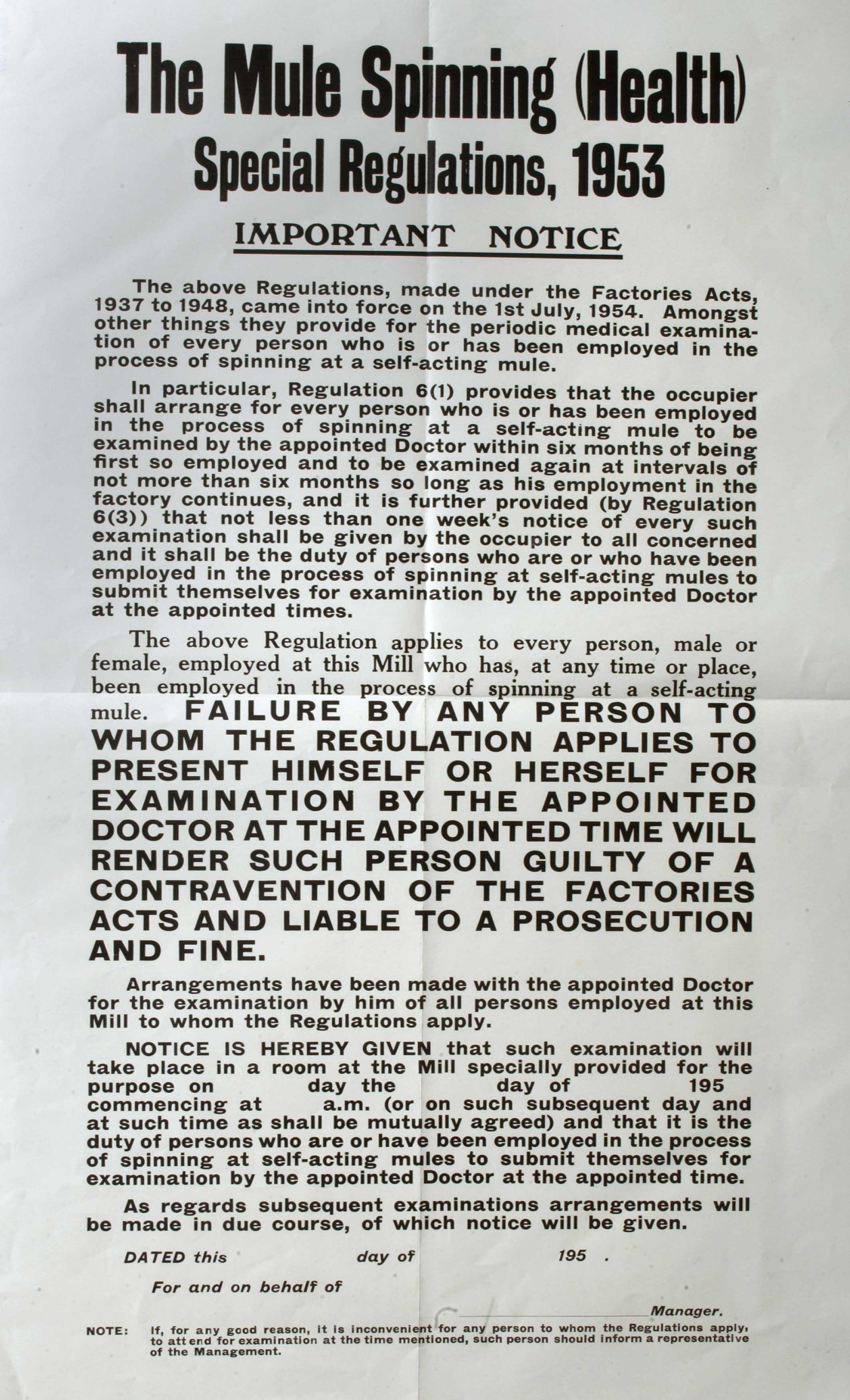 Factory notice on spinners health checks