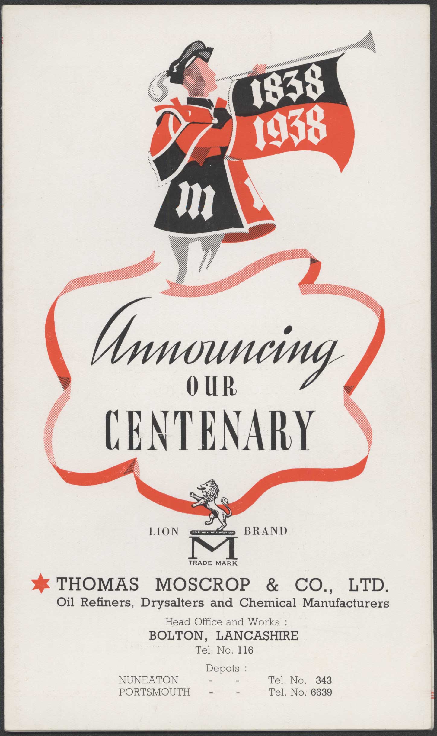 Moscrops Lion Oils centenary leaflet