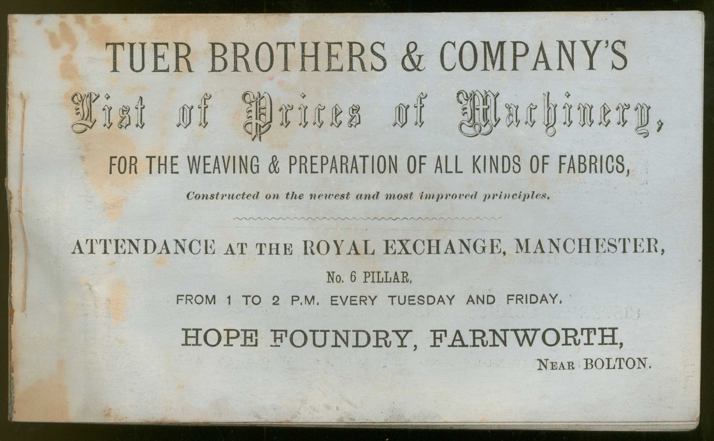 Tuer Brothers catalogue