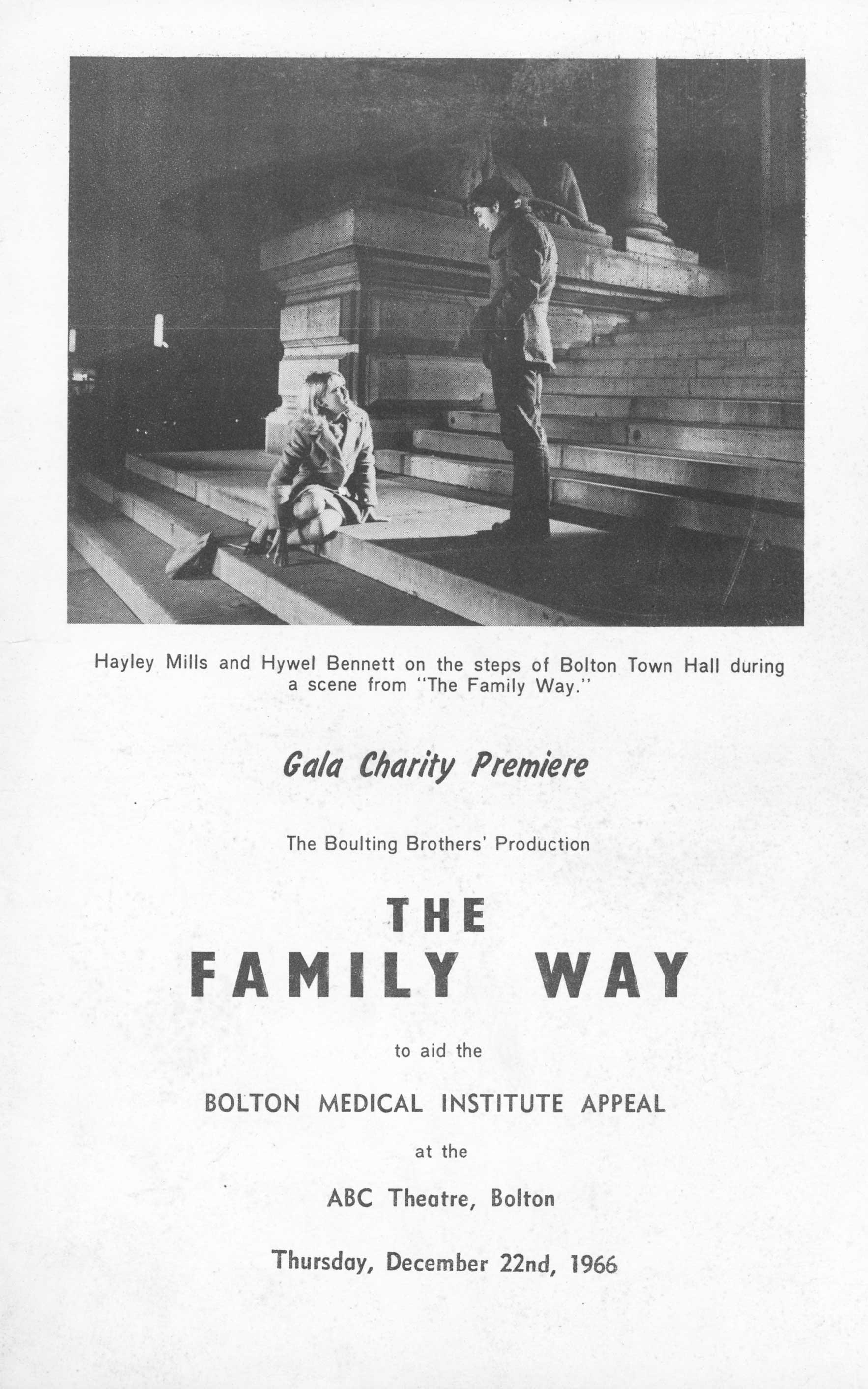 Charity programme for The family Way at the ABC Theatre
